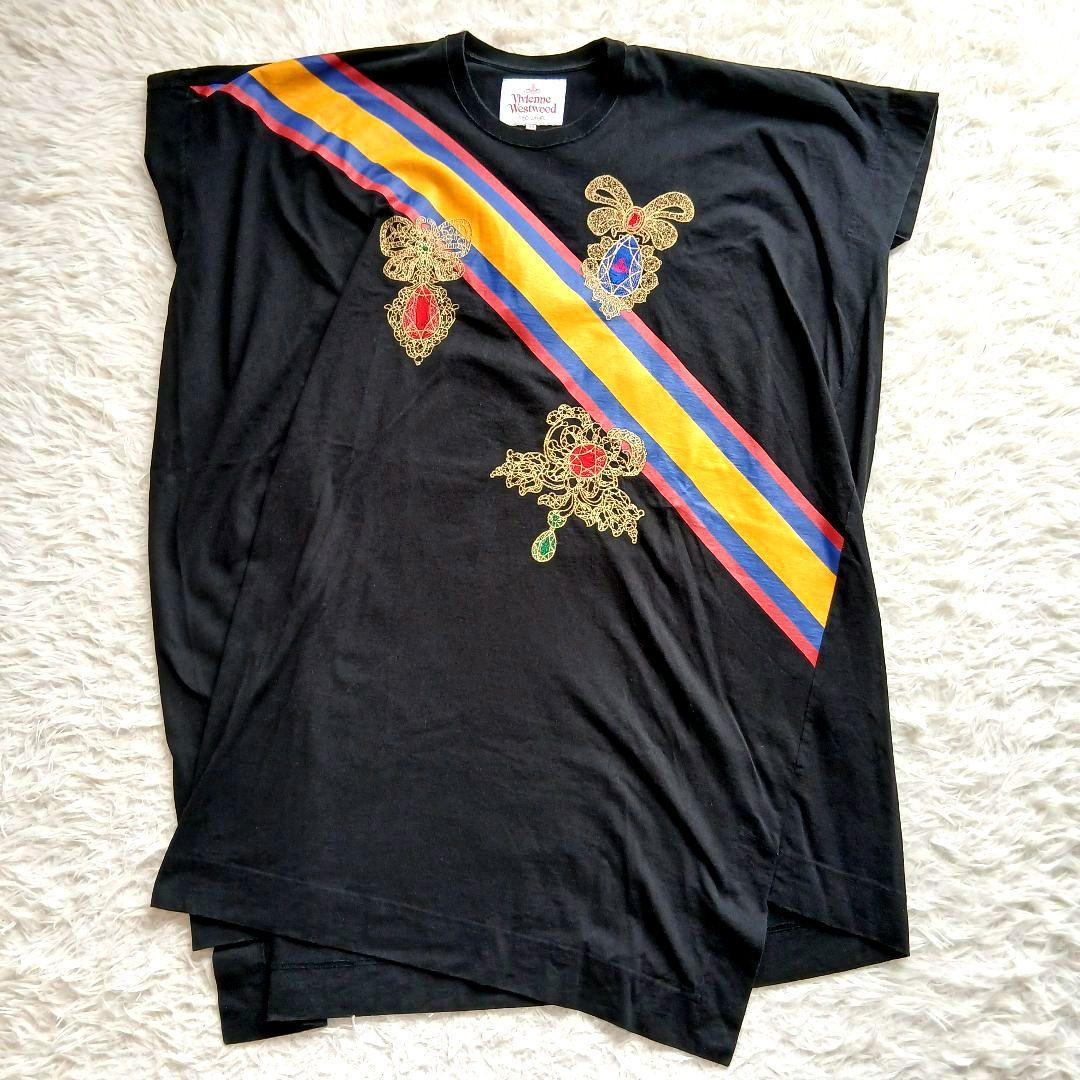 Vivienne Westwood】変形アシメ オーブ刺繍 Tシャツワンピース - メルカリ
