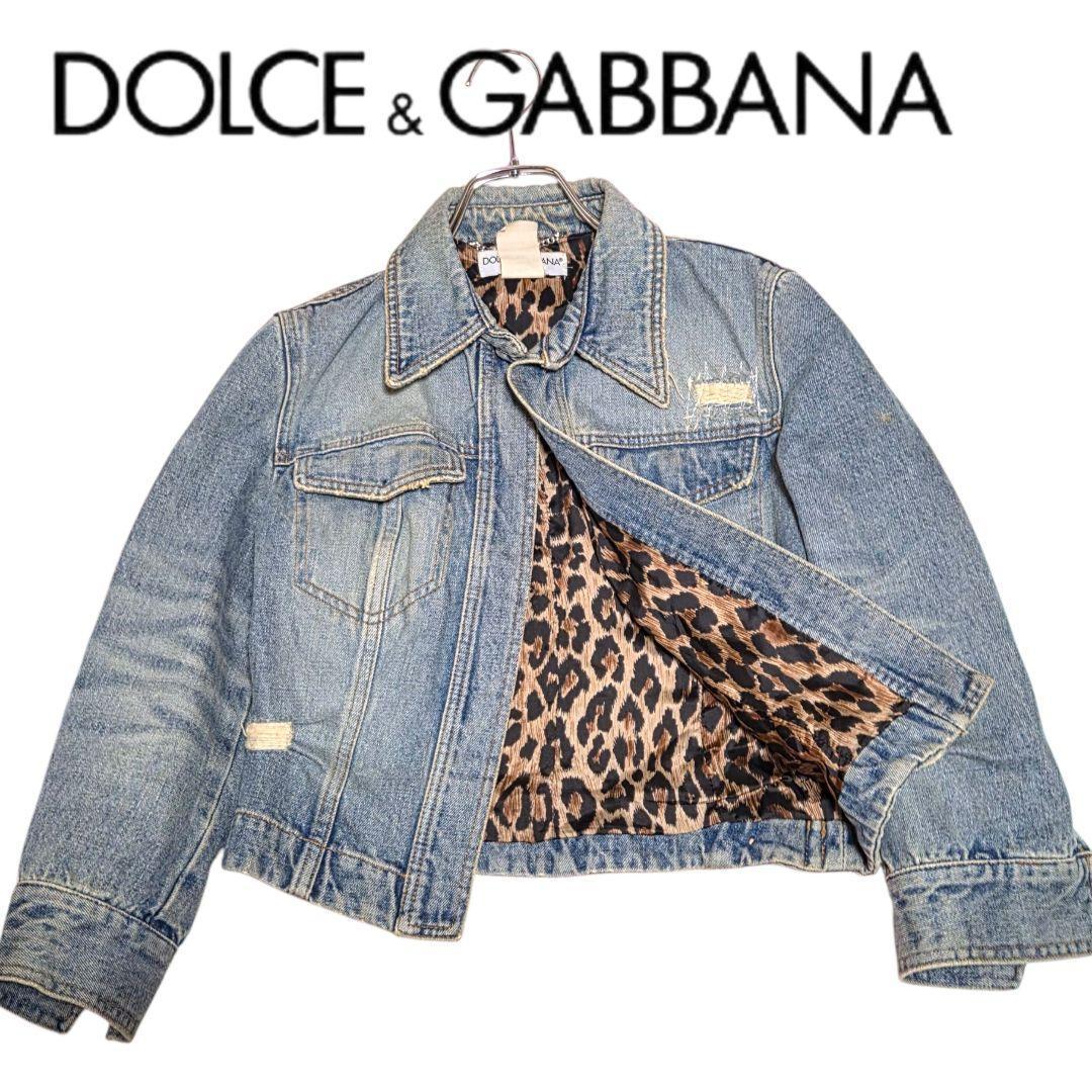 DOLCE&GABBANA デニムジャケット ヒョウ柄裏地 40 ダメージ加工 - メルカリ