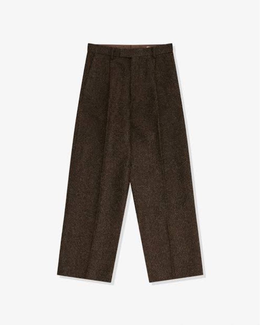 パンツ Auralee LAMA SHETLAND WOOL TWEED SLACKS Auralee Lama Shetland Wool Tweed Slacks pants - Khaki Tweed