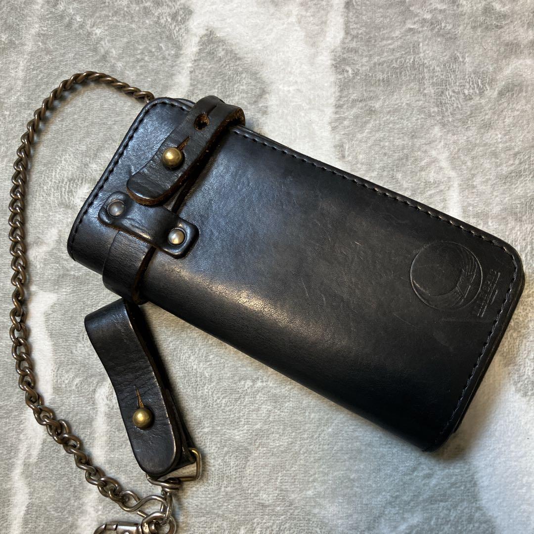 【希少】KADOYA 長財布 バイカーズウォレット チェーン レザー ブラック 028a2066debded180d1b77606386e3