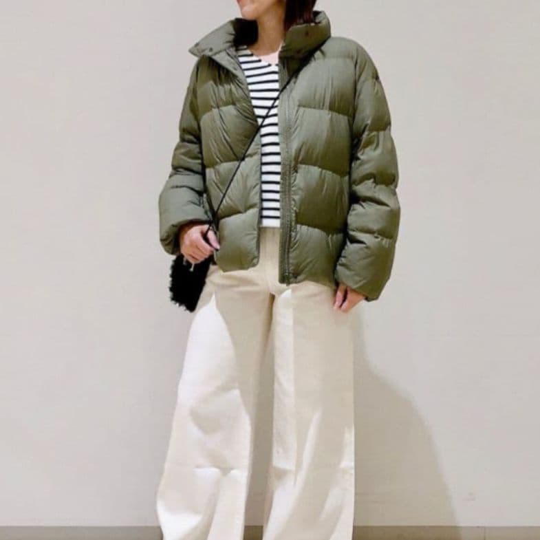 UNIQLO パウダーソフトダウンジャケット オリーブ XL レディース