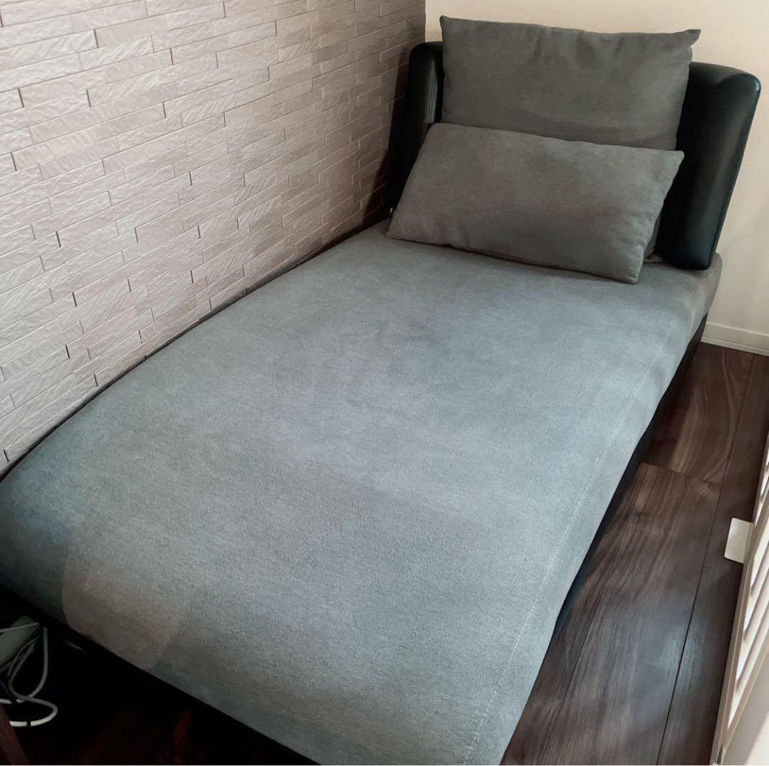 ニトリ 布張りカウチソファ ポーション2KD GY オットマンスタイル