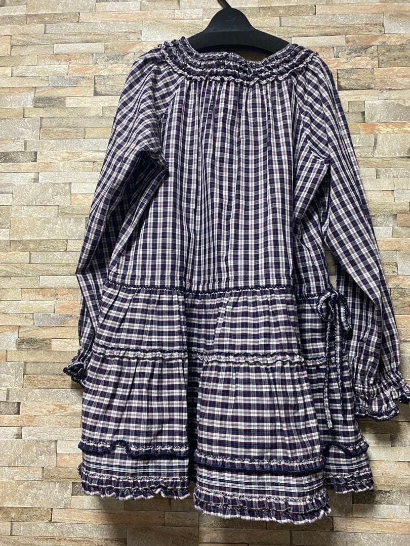 ピンクハウス ネイビーとホワイトのギンガムチェック チュニック