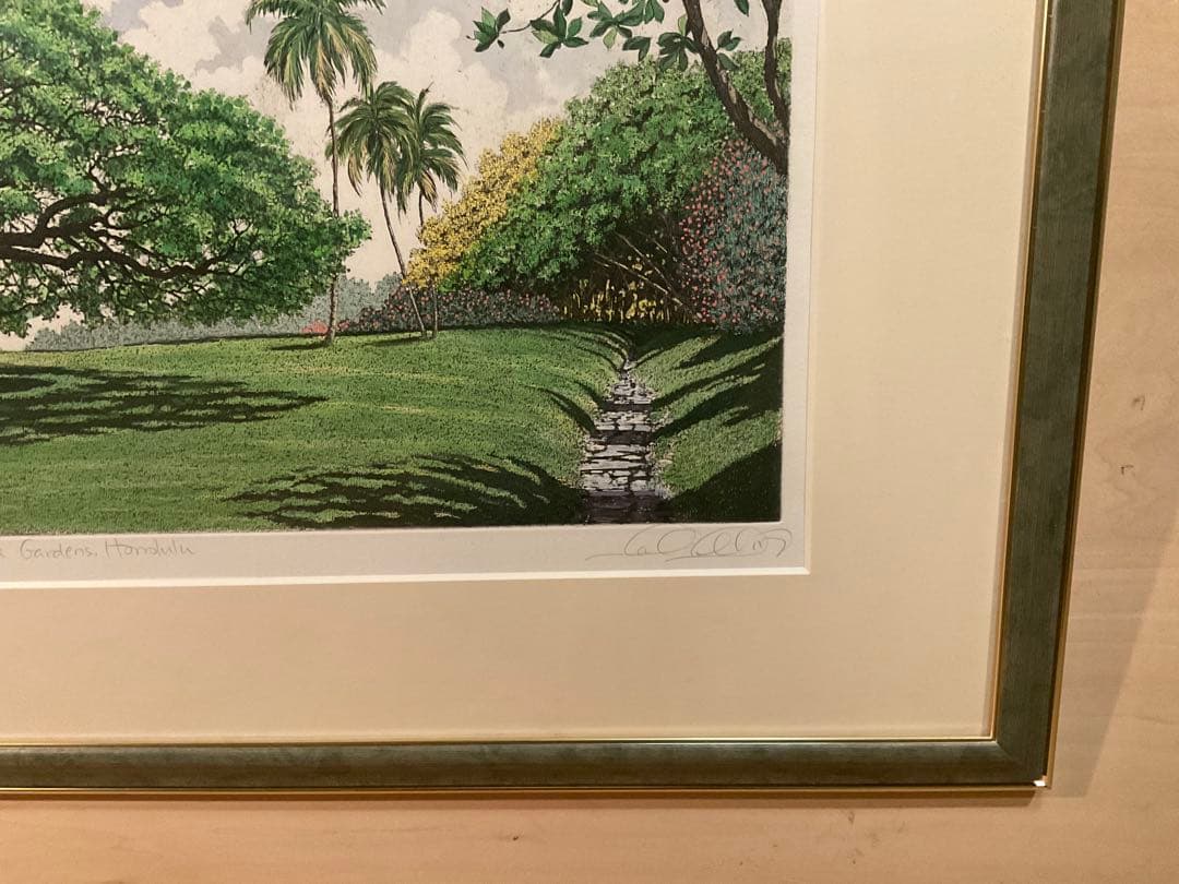 キャロルコレット「MOANALUA GARDEN 」銅版画＋手彩色 直筆サイン有