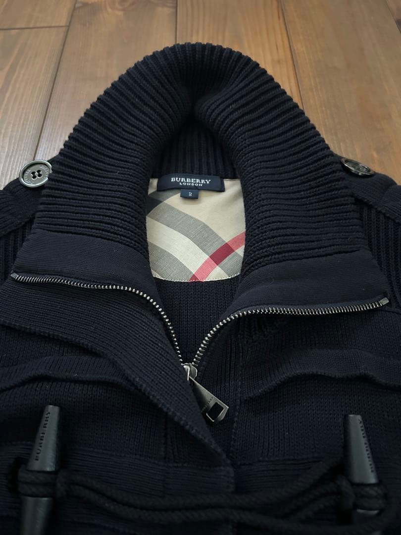 美品】バーバリーロンドン ダッフルニットコート ノバチェック