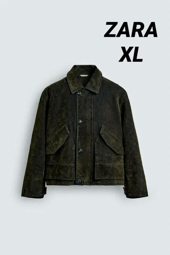 ZARA ザラ ベロアツイルジャケット XL 完売品 ZARA ベロアツイルジャケット XL ダークグリーン 新品 未使用