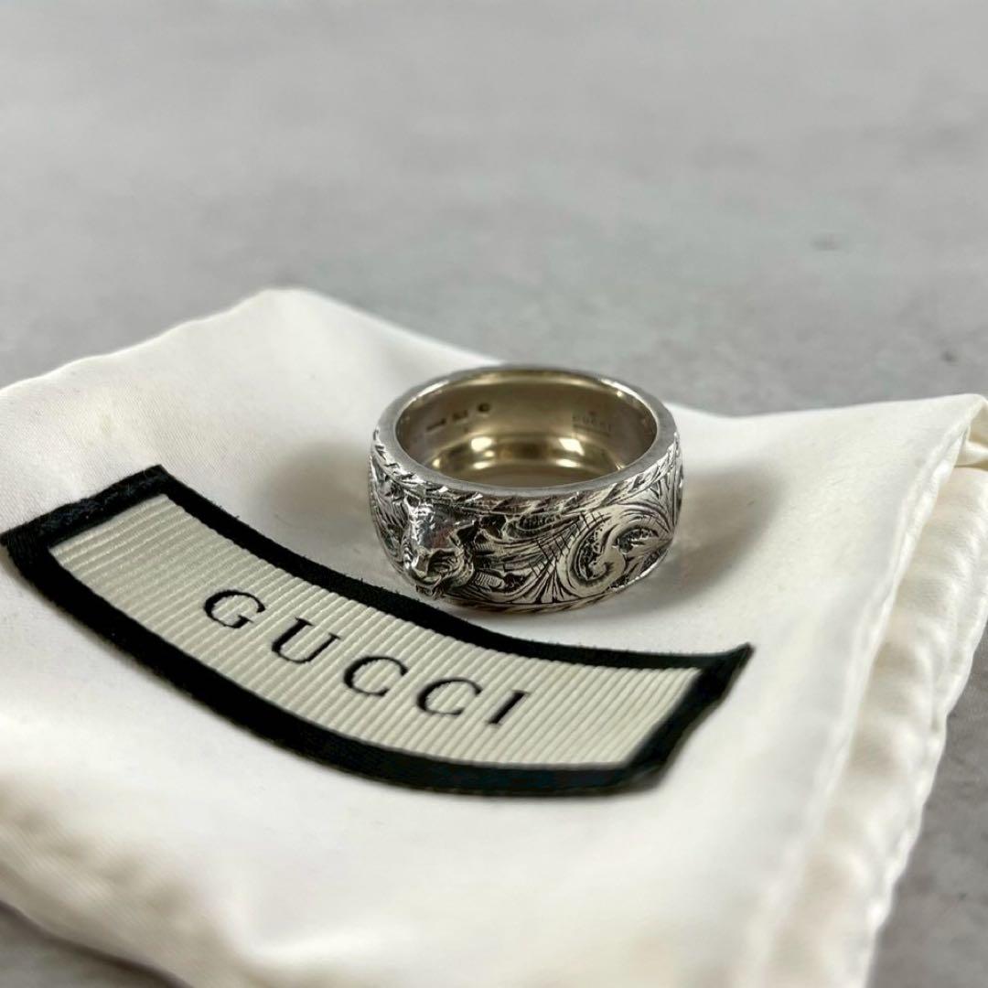 【極美品】GUCCI シルバーリング 23号 キャット インターロッキング GUCCI（グッチ） 指輪 メンズ レディース インターロッキング Gリング