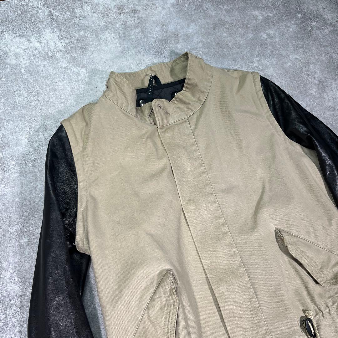 ▽クリスチャンダダ モッズコート レザー切替 M ライナー ファー Y2K