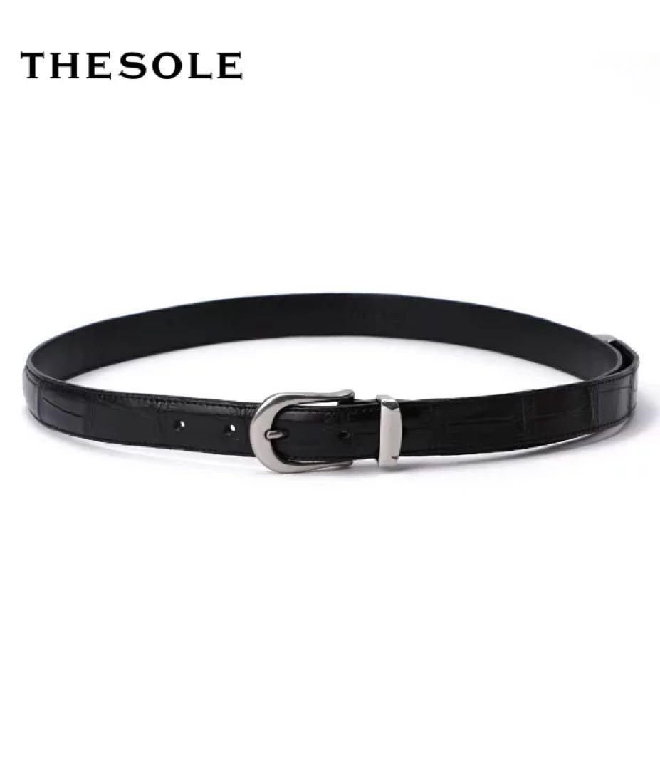 THE SOLE⭐️クロコダイルベルト‼️試着程度⭐️定価70,000円⭐️破格‼️ THE SOLE（ザソール）クロコダイルブラック プンターレベルト