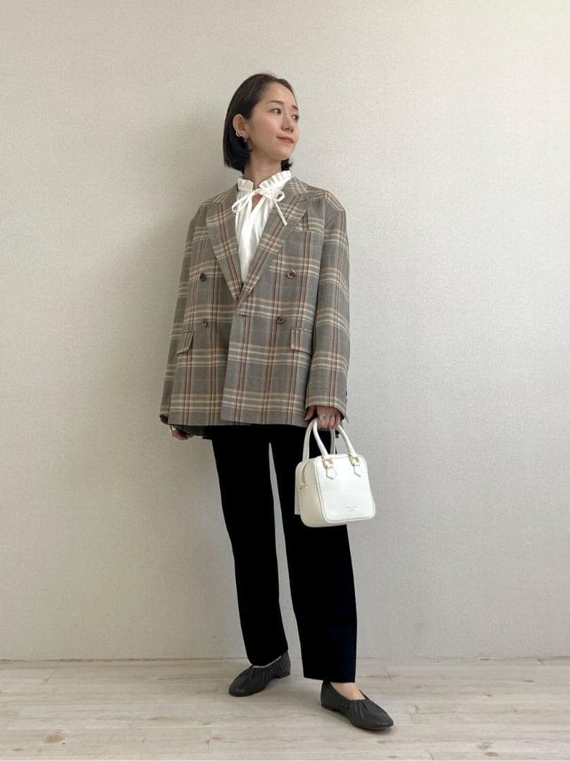 TOMORROWLAND レーヨンリネンチェック ダブルブレストジャケット レーヨンリネンチェック ダブルブレストジャケット | maison