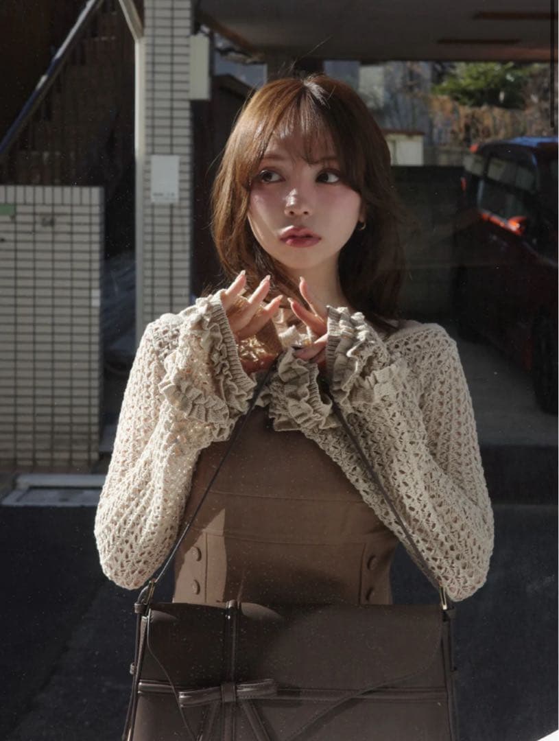 Grenda pleats set mini dress brown - メルカリ