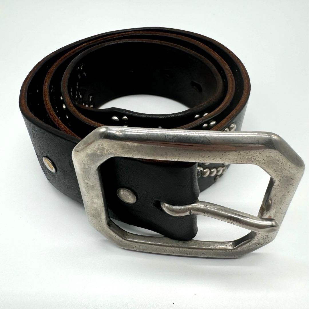 HTC アナザーヘブン クロス ボーン スタッズ レザー ベルト 34 美品