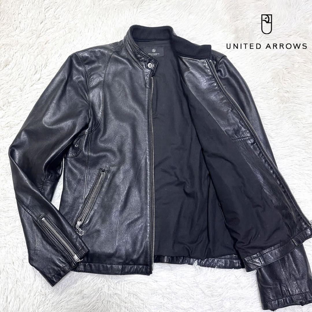 ラムレザー×Lサイズ】ユナイテッドアローズ シングルライダース W