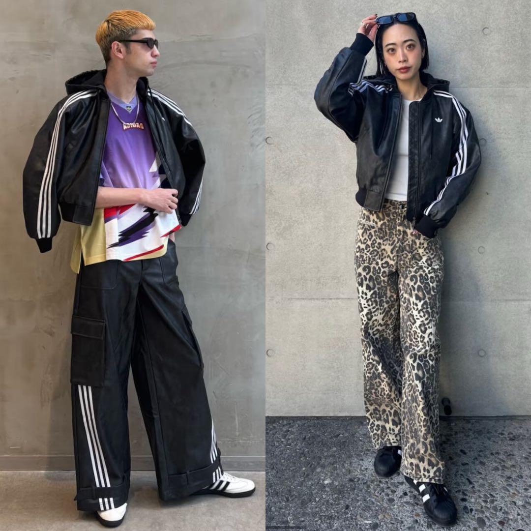 新品27⭐️ADILENIUM シーズン 3 ビンテージ フェイクレザーパンツ黒白