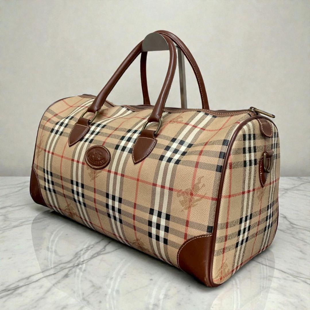 バーバリー 2way ボストンバッグ ノバチェック シャドーホースロゴ