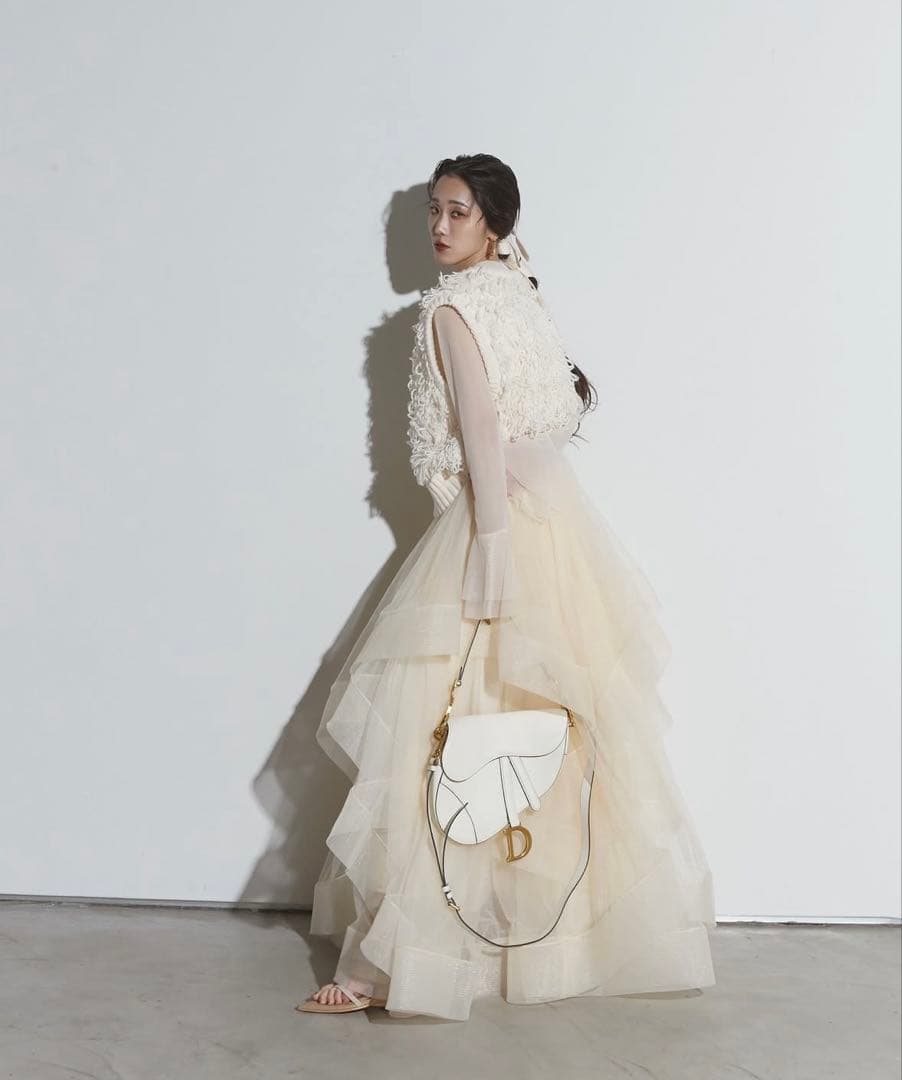 ANDREA&Co. AUBREY ボリュームフリルチュールスカート ホワイト - メルカリ