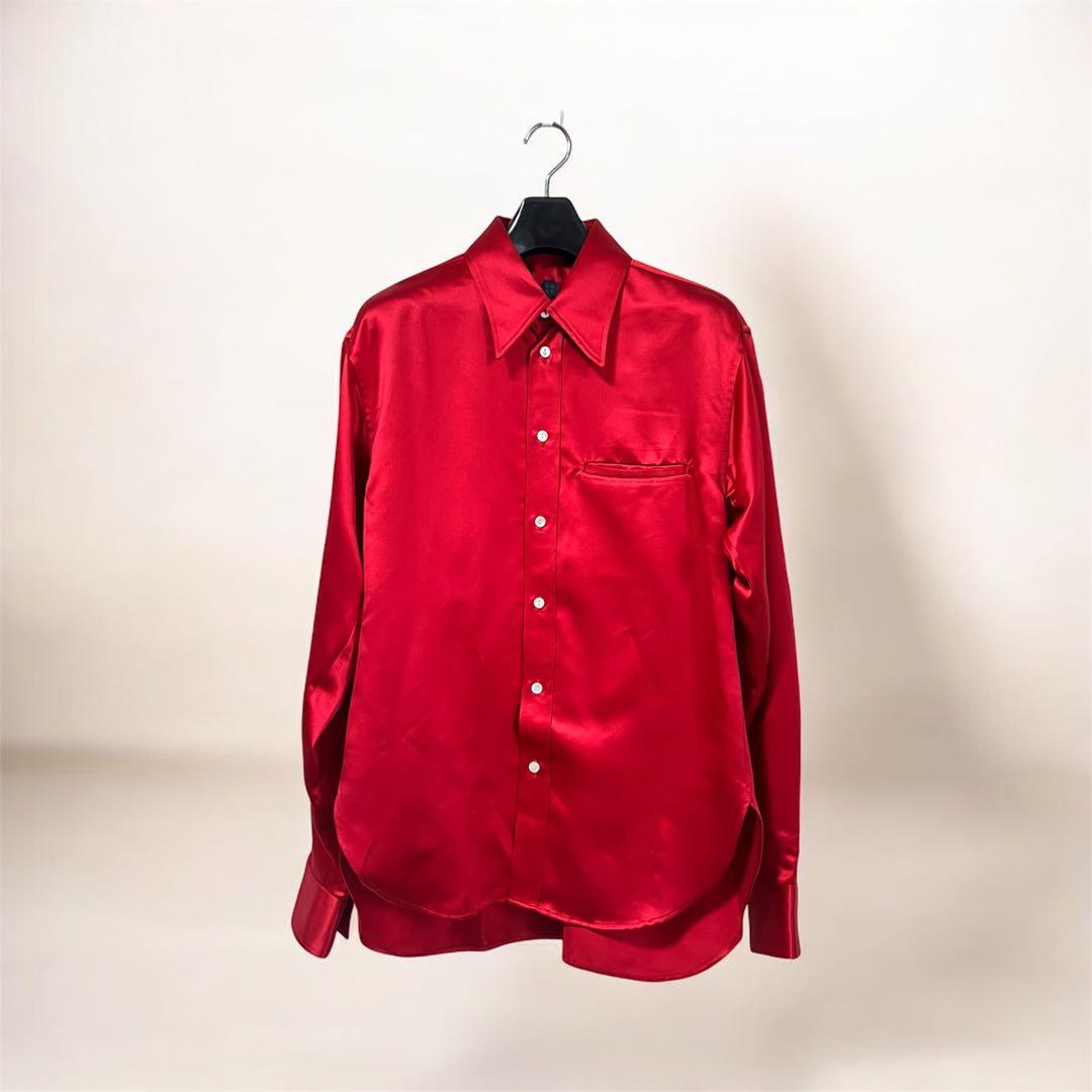 OUAT オフィスシャツ RED サイズ3 ヴィンテージサテン 試着のみ サテンシャツワインレッド・全37色カラーシャツ｜日本製・試着可能な