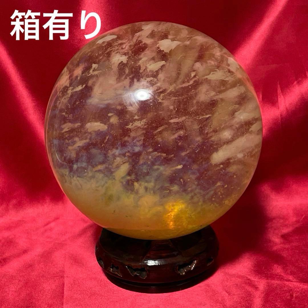 15㎝　雲海　金運水晶大霊珠　溶煉水晶　運開　白雲館 水晶 浄化 置物 クリスタル 開運 金運 白蛇 天然 水晶玉 40mm 台座付