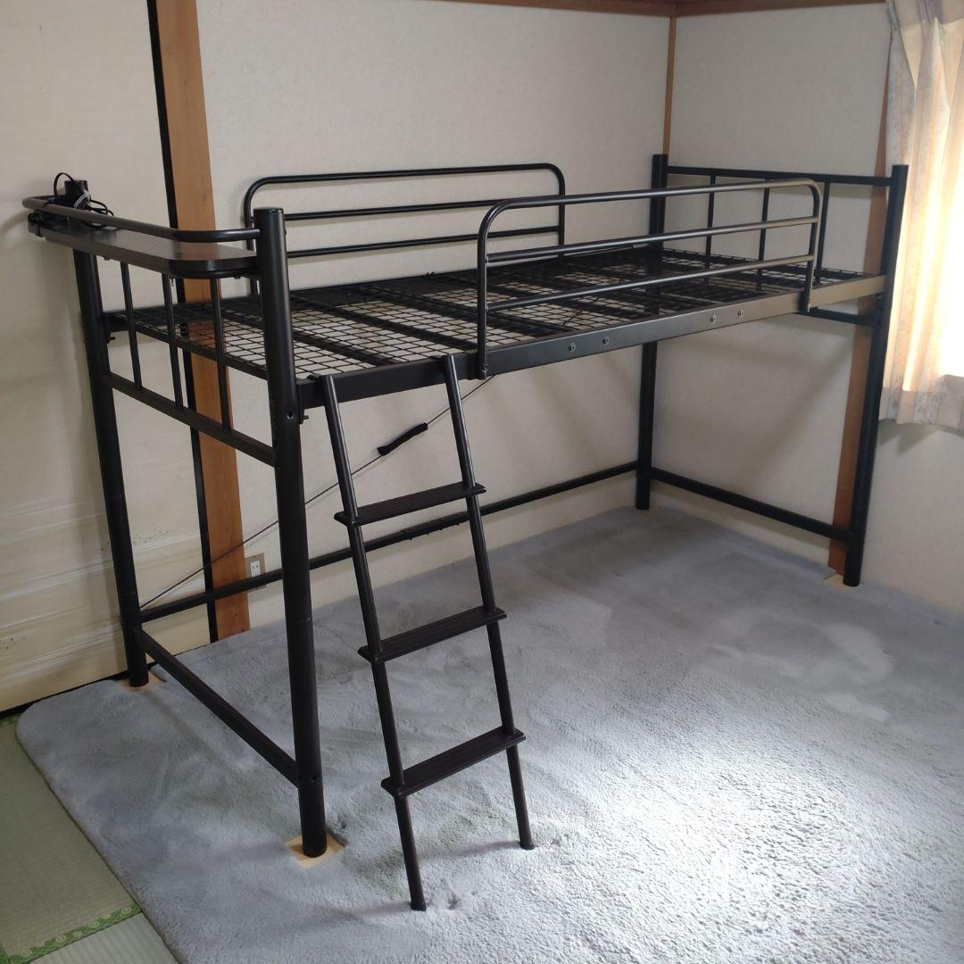 黒のロフトベッド シングルサイズ BTM 【全品P5倍☆今夜20時〜4H限定！】ロフトベッド シングル 収納