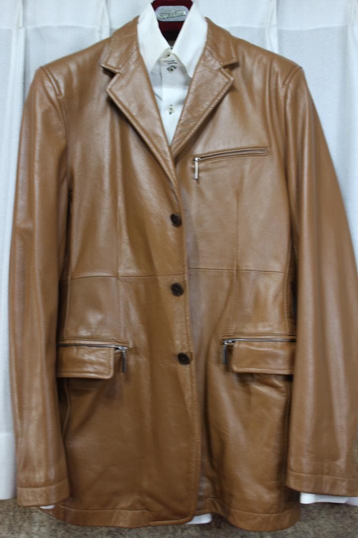 もりのがっこう レザージャケット ノーカラー ブラウン ラムレザー