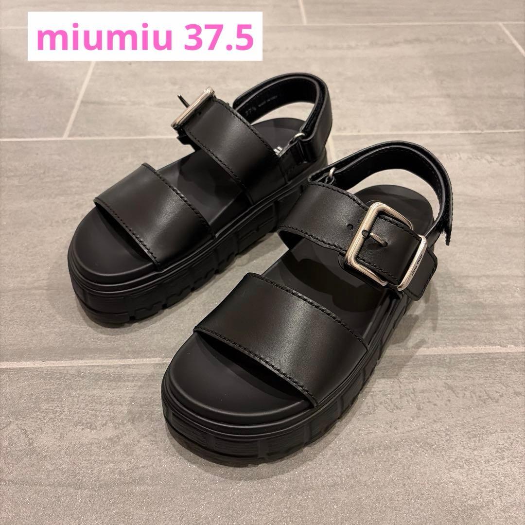 【37.5】miumiu ミュウミュウ チャンキーネオプレンサンダル 新品未使用 MIU MIU - ミュウミュウ MIU MIU チャンキーネオプレン MIU MIU ロゴ