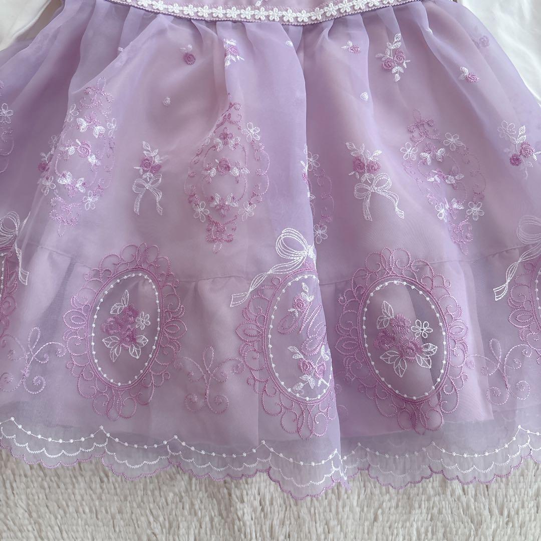 新品✨mezzo piano バラ刺繍オーガンジーワンピース インナー付き