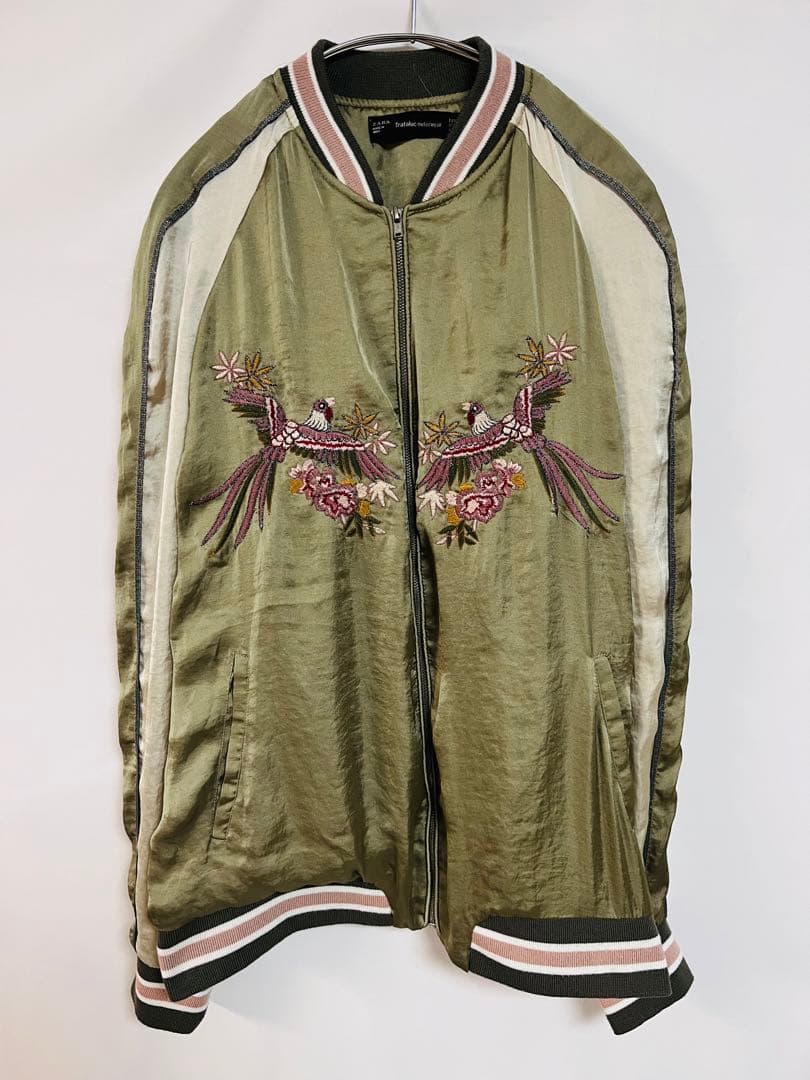 大人気】ZARA スカジャン 梨花着用モデル 鳳凰刺繍 グリーン Sサイズ