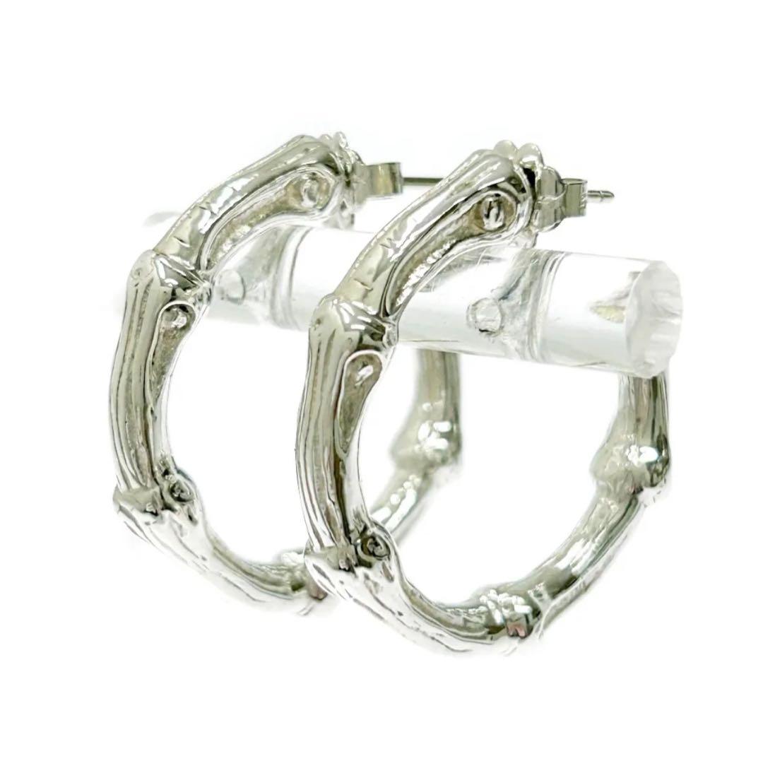 シルバーバンブーフープピアス 楽天市場】TIFFANY&Co. ティファニー バンブー フープ ピアス 2.7cm