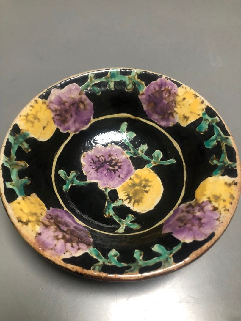 伊藤聡信　中鉢　黒　紫　黄色　花 伊藤聡信｜暮らしのうつわ 花田 作家もの和食器専門店