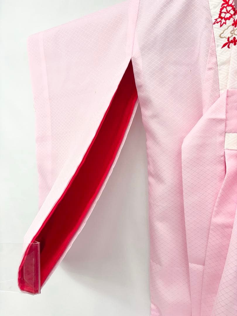 七五三着物女児3才一つ身　長襦袢付 桜まり刺繍部分絞《子供484》#江戸小もーん