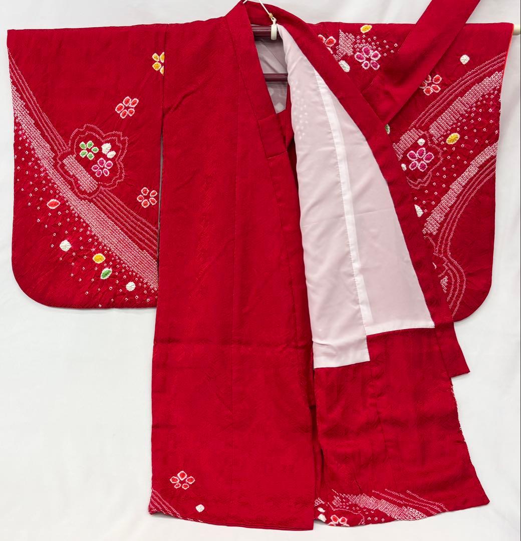 七五三着物女児3才一つ身　長襦袢付 桜まり刺繍部分絞《子供484》#江戸小もーん