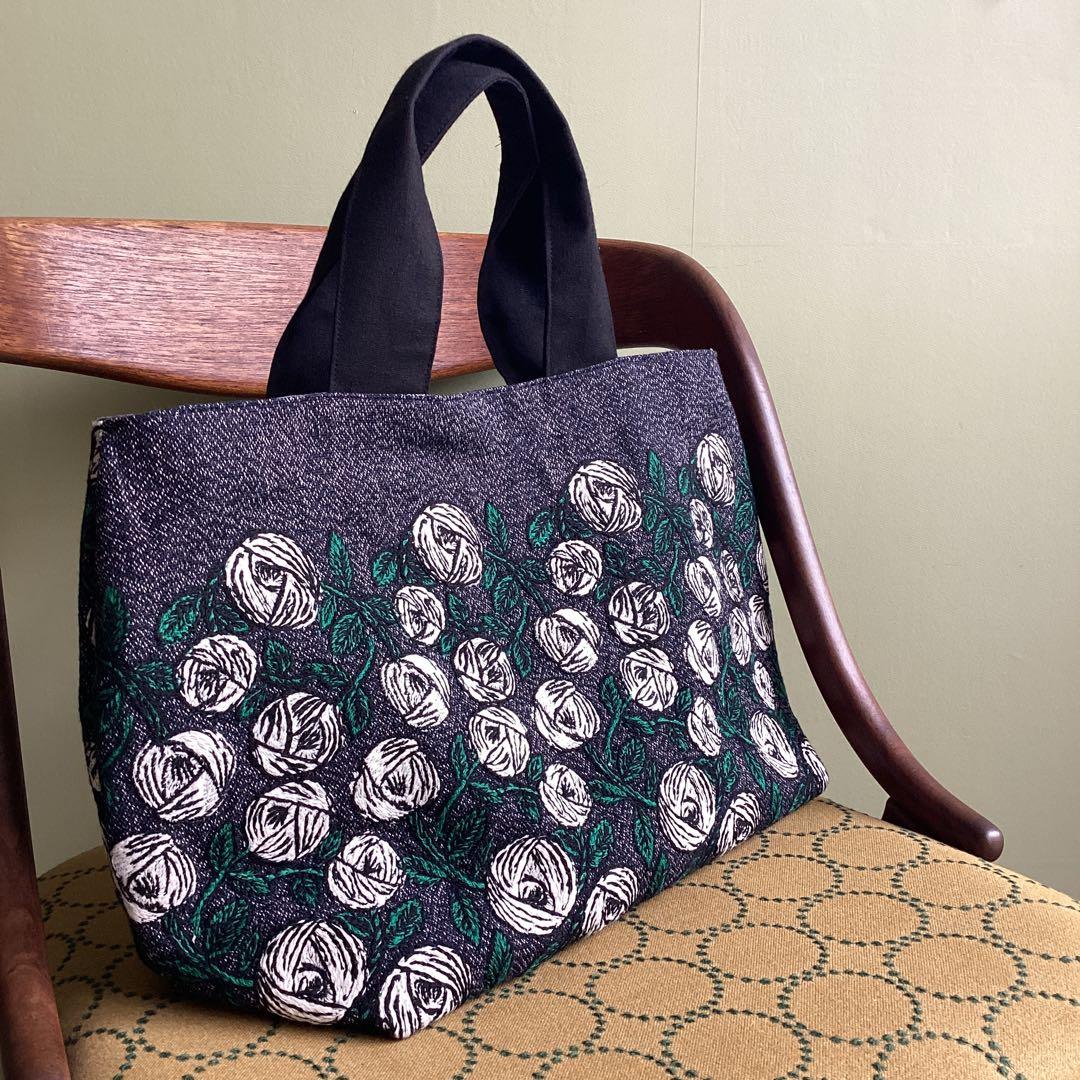 ミナペルホネン最新rosy navyトートバッグ ハンドメイド ミナペルホネンrosy ネイビー 2Way肩掛けショルダーバッグハンドメイド