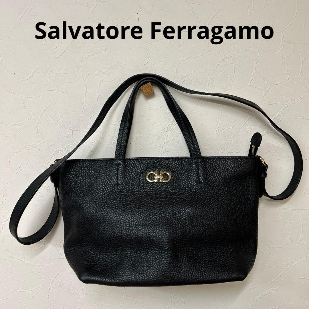 【専用】wし37 SalvatoreFerragamo 2wayレザーバッグ　黒 中古・古着通販】Salvatore Ferragamo (サルヴァトーレ フェラガモ
