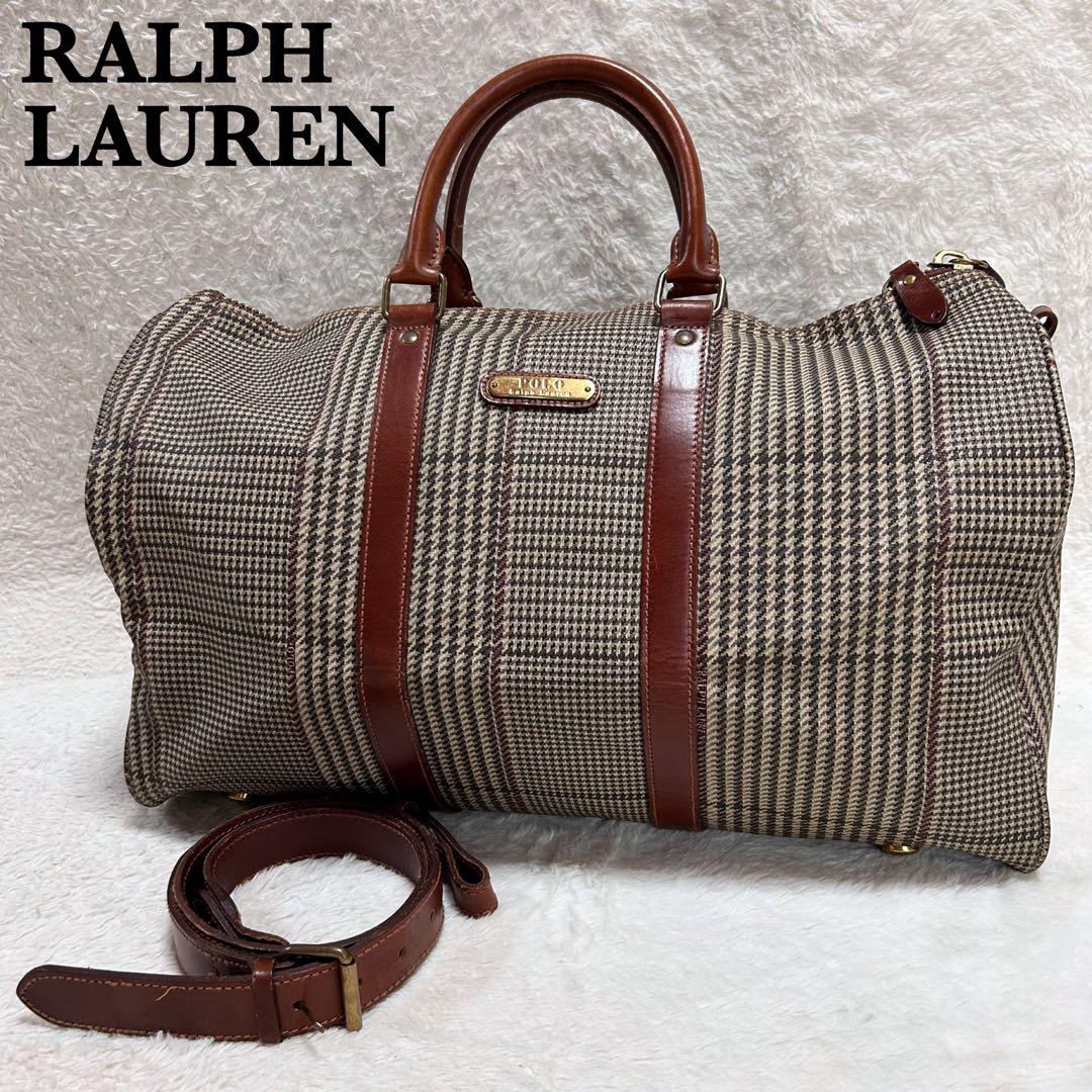 美品 POLO RALPH LAUREN 2wayボストンバッグ 千鳥柄 PVC