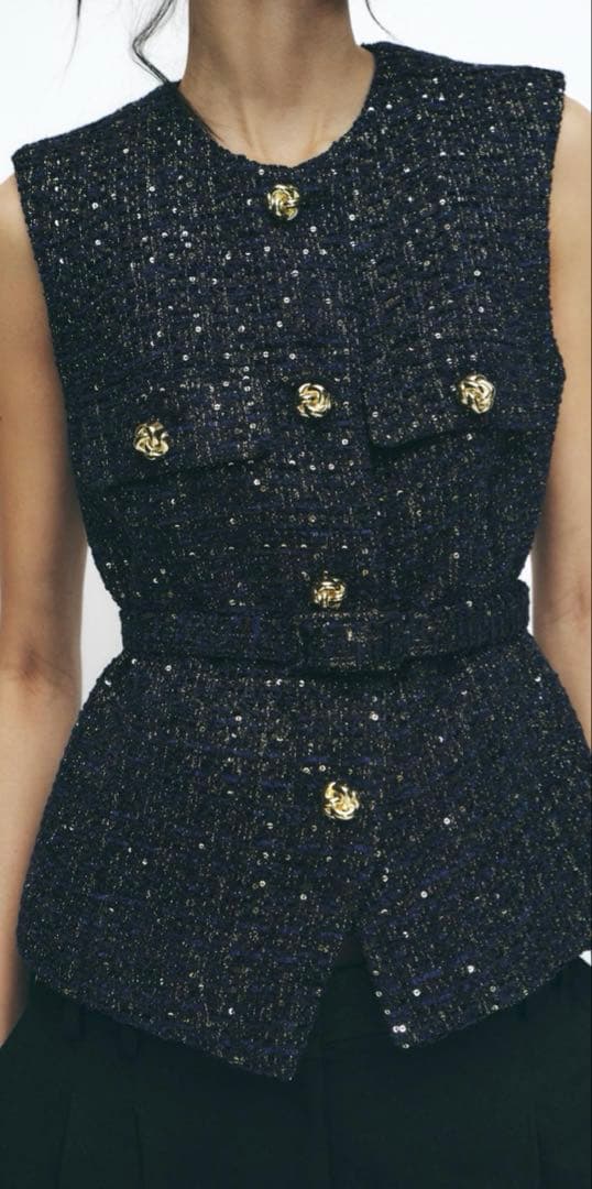 ZARA ベルト テクスチャー ベスト - メルカリ