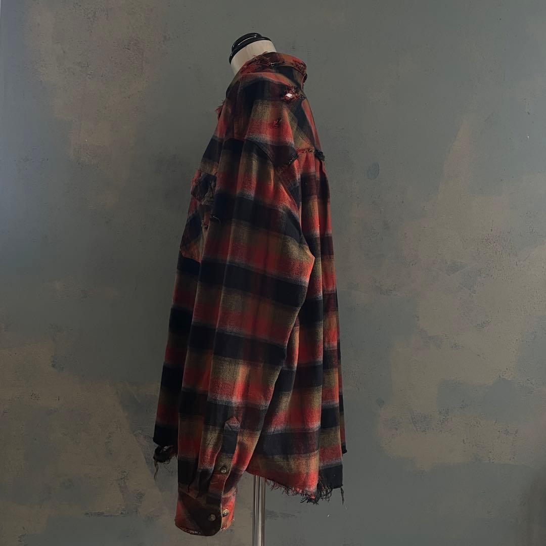 Y2k cqr weed grunge“襤褸”flannel shirt