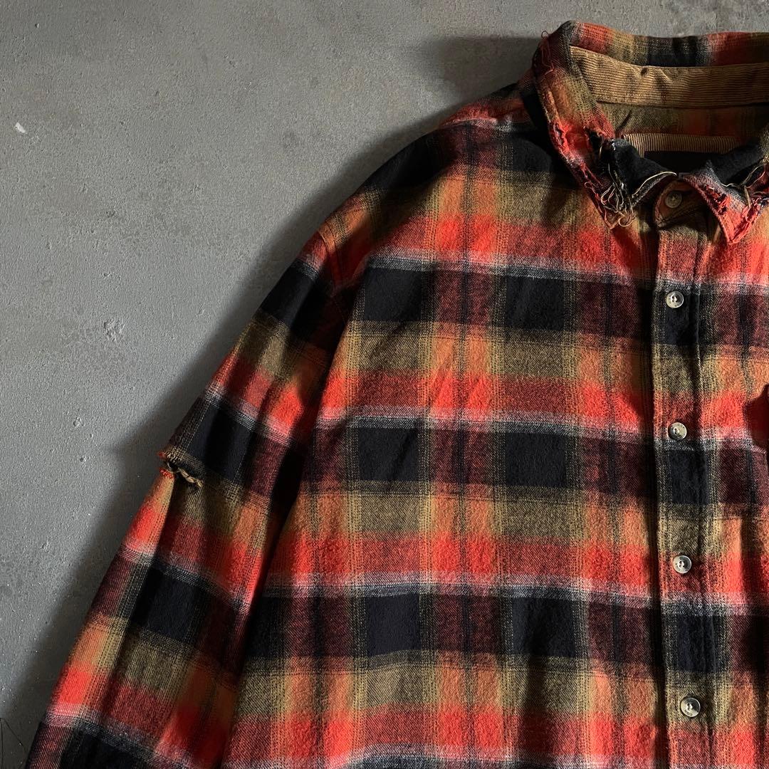 Y2k cqr weed grunge“襤褸”flannel shirt
