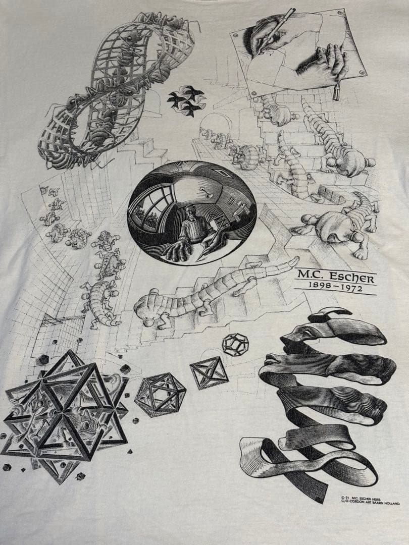 90s M.C.Escher エッシャー マルチ ロンT ANDAZIA アート