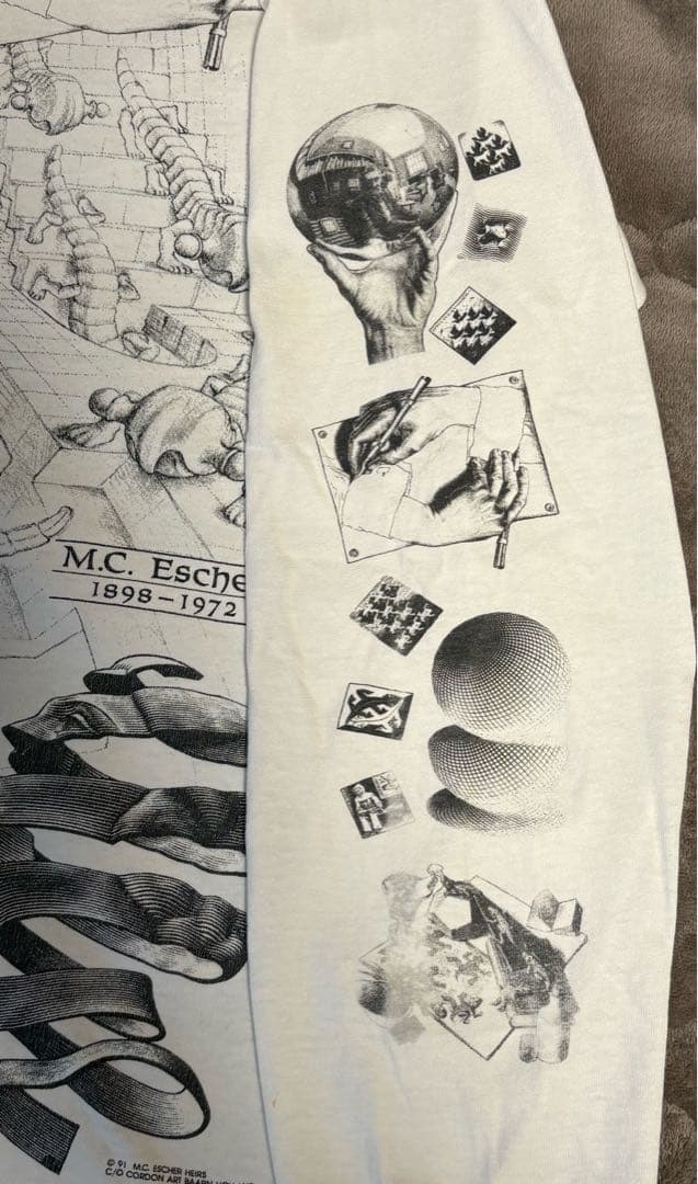 90s M.C.Escher エッシャー マルチ ロンT ANDAZIA アート