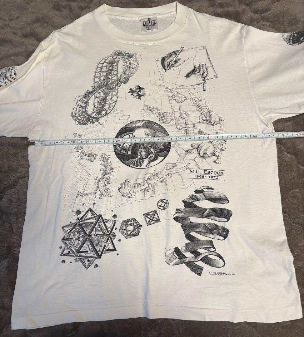 90s M.C.Escher エッシャー マルチ ロンT ANDAZIA アート