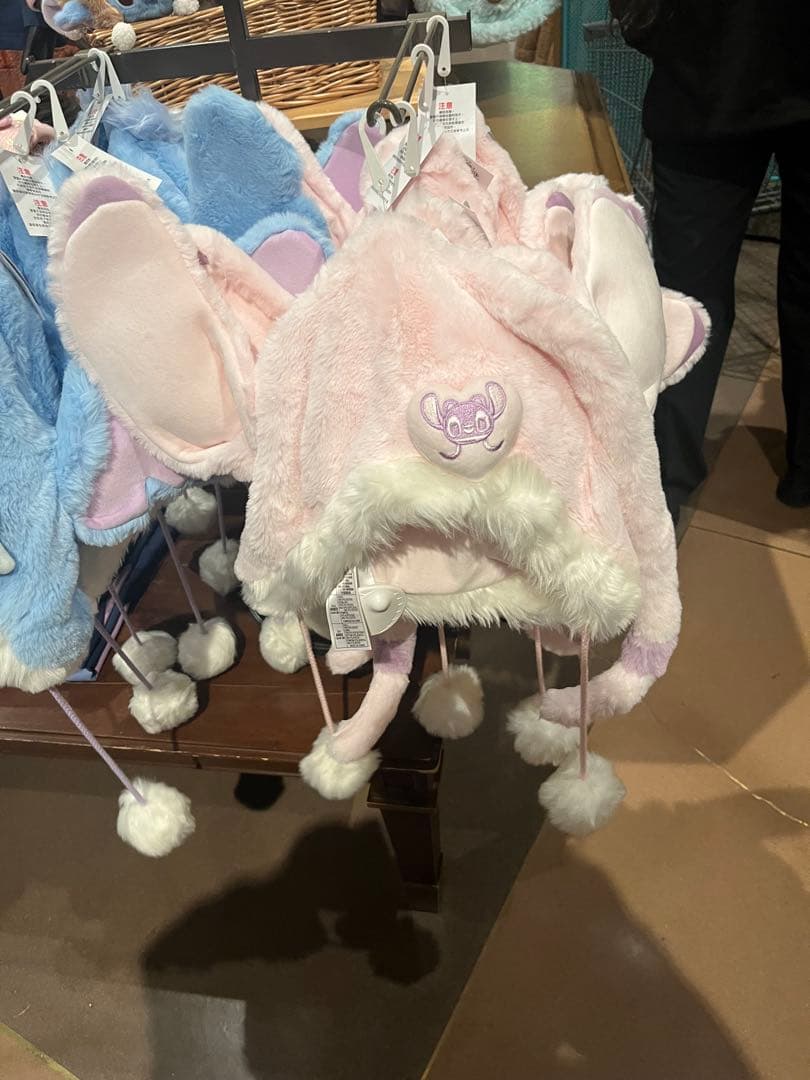 上海ディズニー スティッチとエンジェル ふわふわファンキャップ 帽子