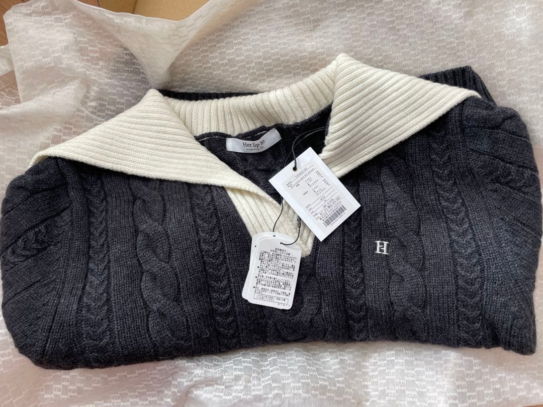 Sailor-Collar Cable Knit Pullover - メルカリ