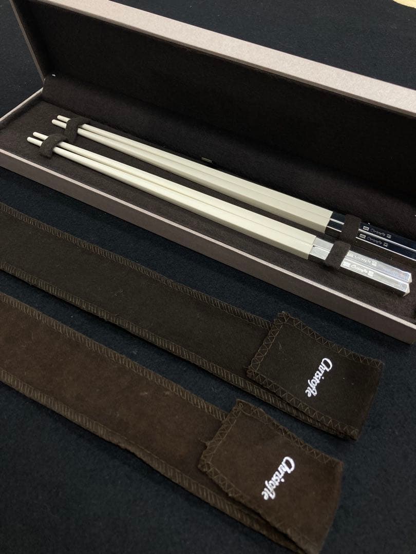 【美品】Christofle クリストフル 高級箸セット 2膳 白ホワイト Christofle (クリストフル) Uni Chopsticks(ユニ 箸) ブランシュ(白