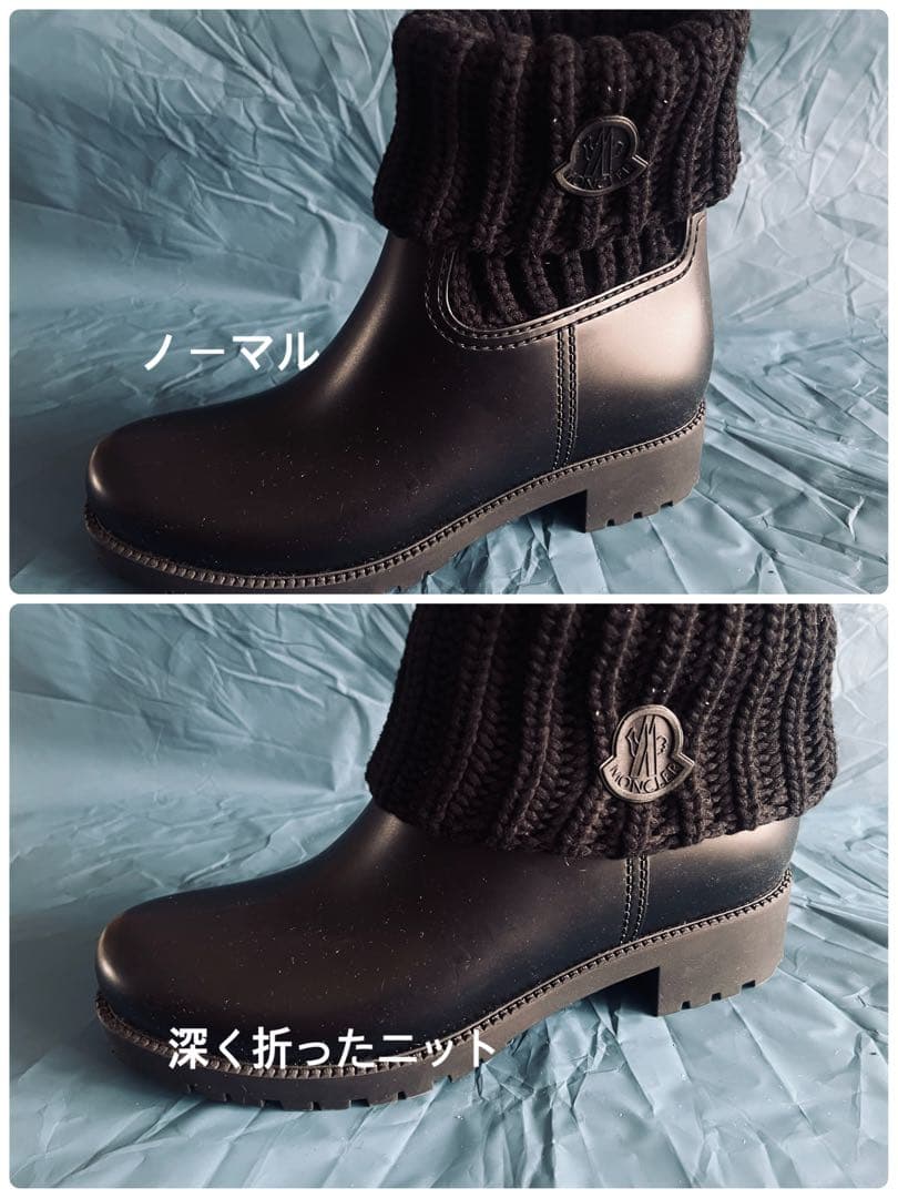 MONCLER モンクレール ブラック レインブーツ GINETTE 新品 38 - メルカリ