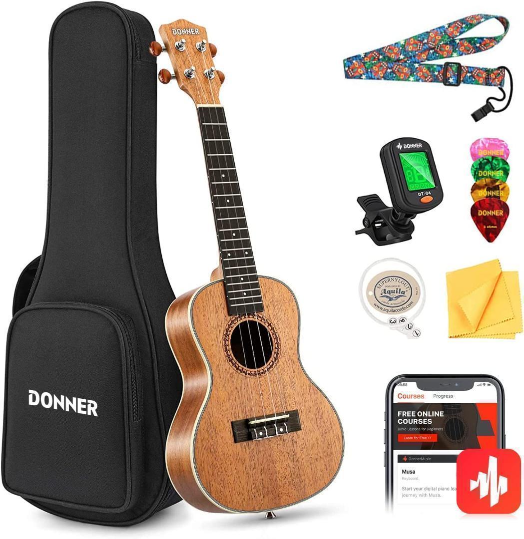 【M2658-96-62】ウクレレ　23インチ　初心者セット 本体　新品 ウクレレ 初心者 セット ケース付き 23インチ コンサート コンパクト