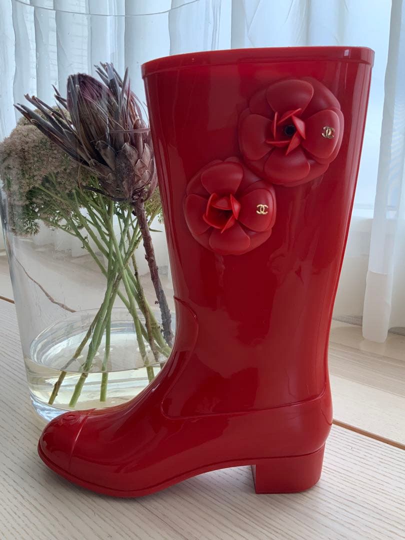 CAHNEL シャネル カメリア　長靴 レイン　ブーツ　廃盤　激レアSALE 楽天市場】シャネル レイン ブーツ カメリアの通販