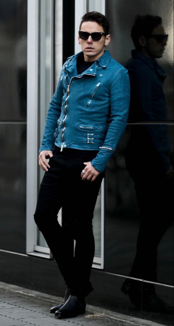 バックラッシュbacklashジャパンカーフダブルライダースLターコイズ祝日値下 ISAMUKATAYAMA BACKLASH - backlash バックラッシュ ジャパンカーフ