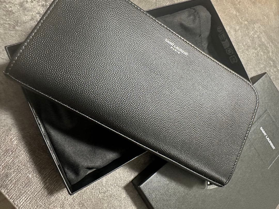 サンローラン SAINT LAURENT ZIP AROUND WALLET Saint Laurent YSL Monogram Small Ziptop Wallet in Grained Leather