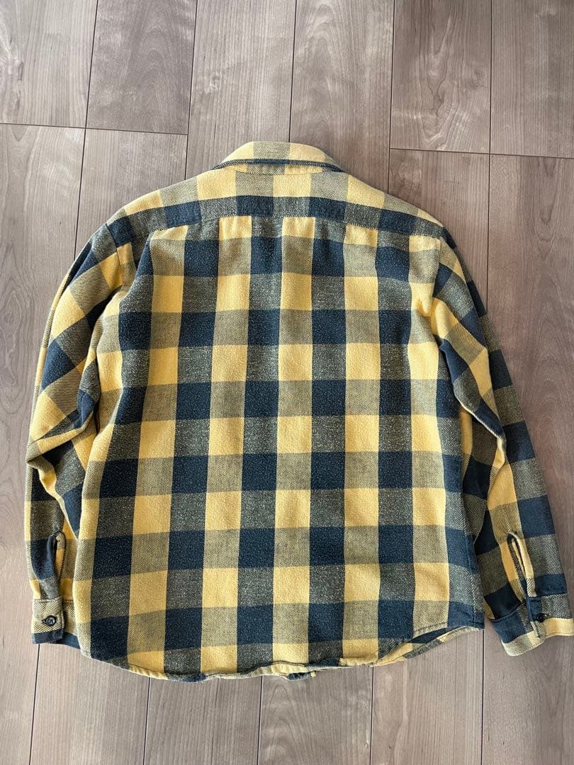 80s ファイブブラザー 黒黄 ヘビー ネルシャツ five brother イエロー