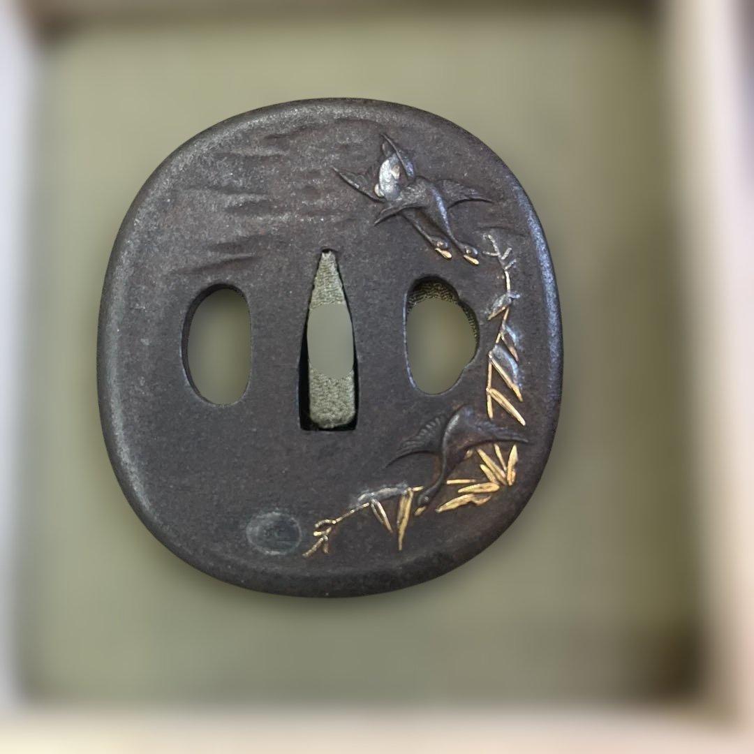 竹模様の黒色鍔 鍔 銘 弘義（花押） 竹虎図鍔 (TU-051121)｜刀・日本刀の販売なら日本